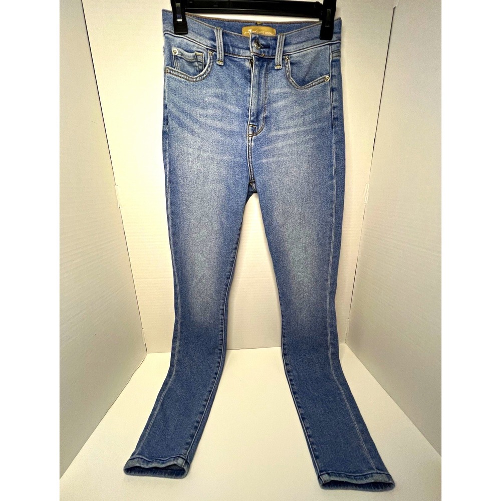 7 For All Mankind Luxe Vintage High Rise Skinny Slim Blue Medium Wash 26